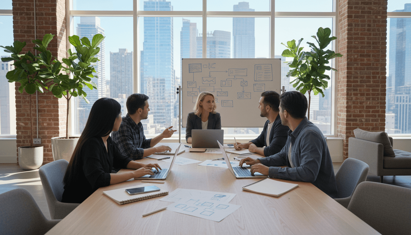 Team Coordination - Diverse professionals meeting together on-site for project collaboration